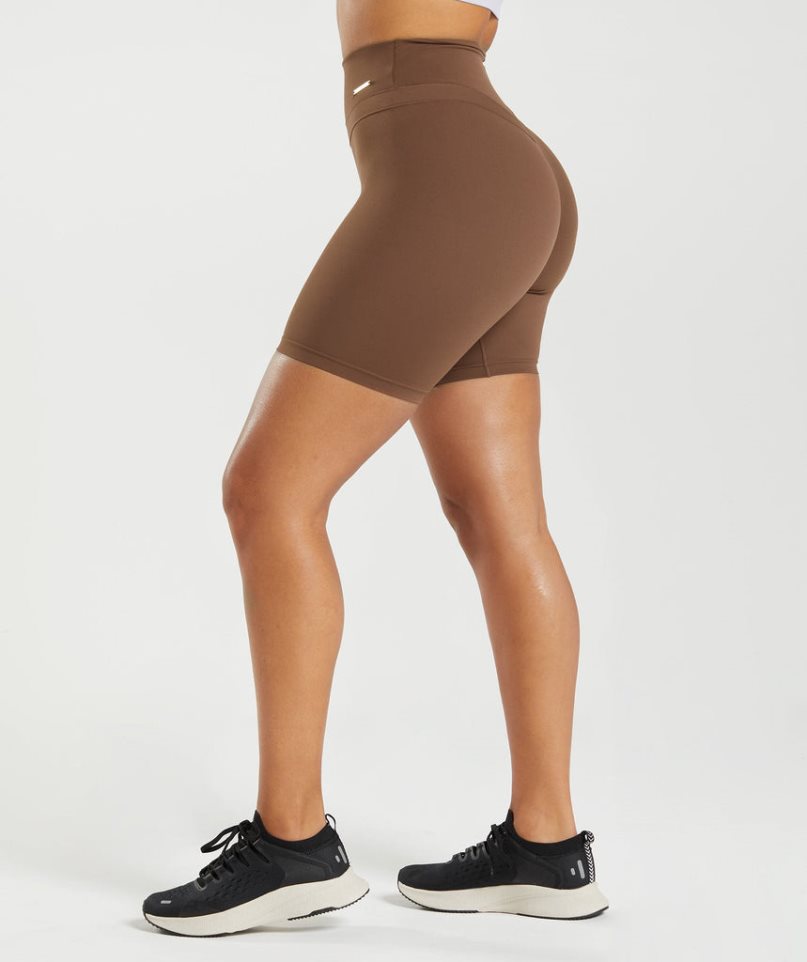 Women's Gymshark Whitney Cycling Shorts Dark Brown | NZ 6EPVOX